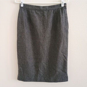 Vintage Valentino Boutique Made In Italy Gray Wool Pencil Skirt Pleated Size 12